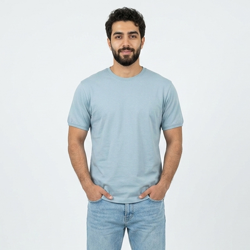 تیشرت بیسیک مردانه پنبه خالص آبی کد 11856