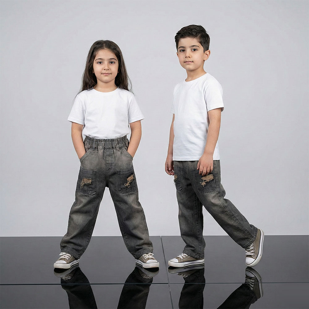 شلوار جین بگ زاپدار 2 تا 7 سال کد 11218