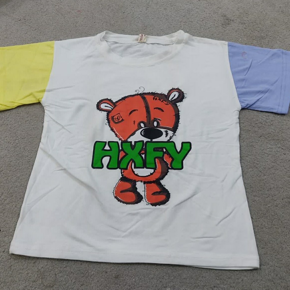 بلوز و شلوارک بچه گانه خرس HXFY بلوز رنگی و شلوارک مشکی سایز 40و45و50 ست لباس بچه گانه بلوز و شلوارک بچه گانه