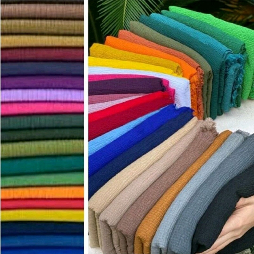شال برشکا ساده نخی رنگبندی 12 رنگ شال رنگی