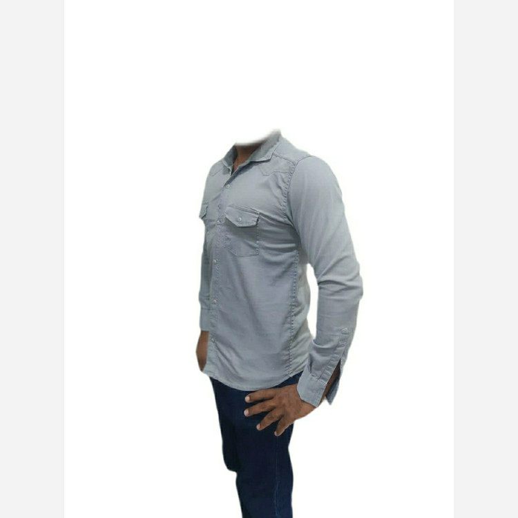 پیراهن مردانه جیب دار جنس نخی اعلا رنگ توسی سایز L تا 2XL پیراهن آستین بلند مردانه