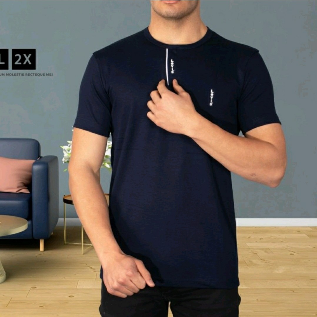 تیشرت نخ پنبه لیوایز رنگبندی توسی روشن و توسی تیره و سفید و زرشکی سایز مدیوم تا 2XL تیشرت اندامی مردانه تیشرت یقه گرد