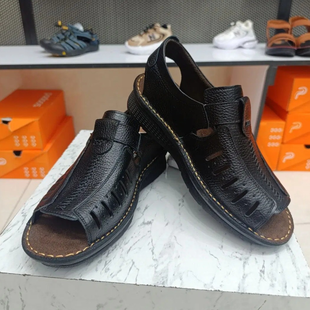 کفش تابستانی مردانه چرم گاوی سبک راحت طبی پیاده روی مناسب فصل