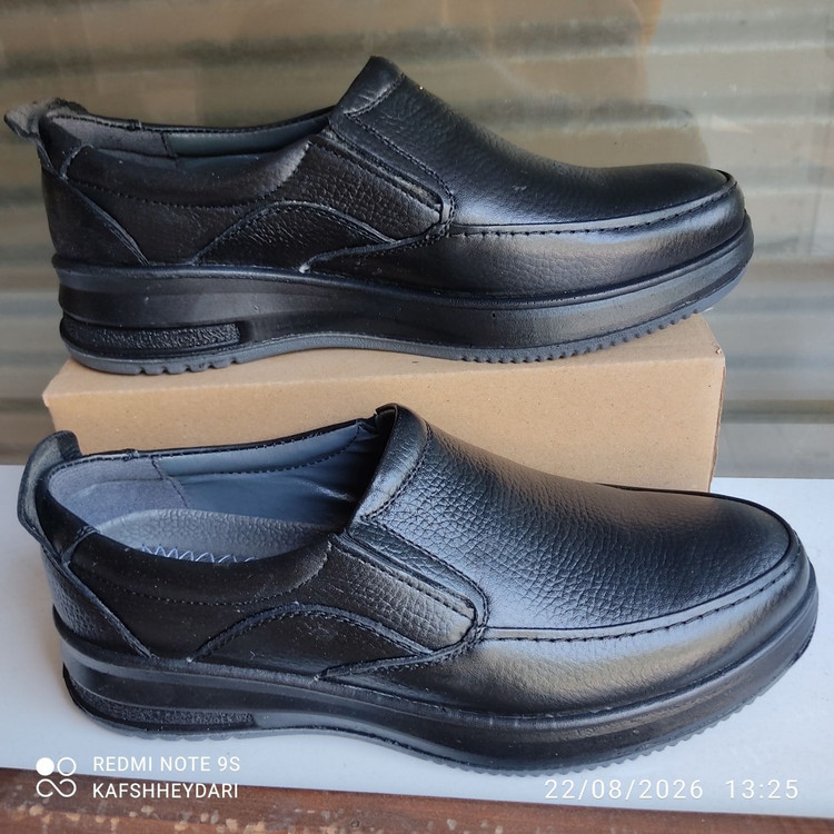 کفش طبی تمام چرم مردانه مدل ساعتی (چرم طبیعی)