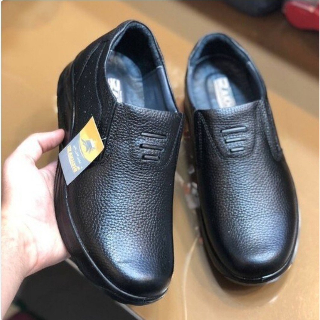 کفش مردانه تمام چرم طبیعی طبی برند رخشی مشکی زیره تزریق40تا45 (پس کرایه)