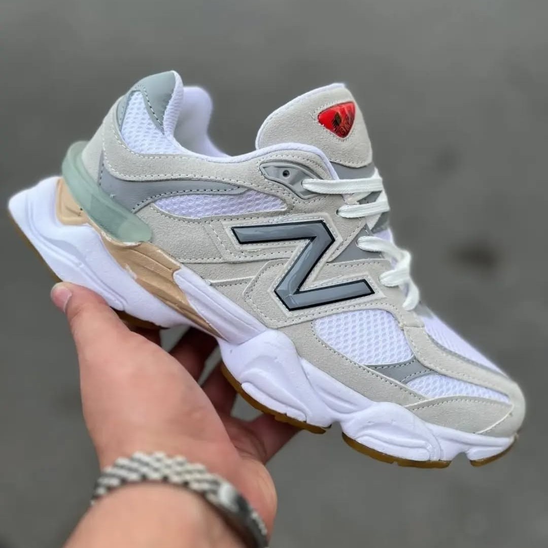 کتونی نیوبالانس 9060 مردانه اسپرت New Balance طوسی و مشکی و آبی و کرم