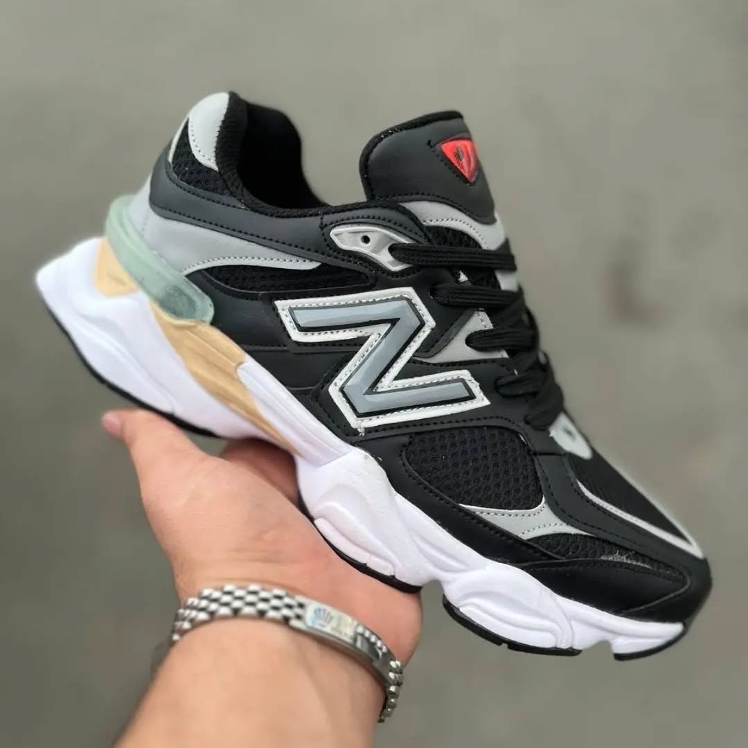 کتونی نیوبالانس 9060 مردانه اسپرت New Balance طوسی و مشکی و آبی و کرم