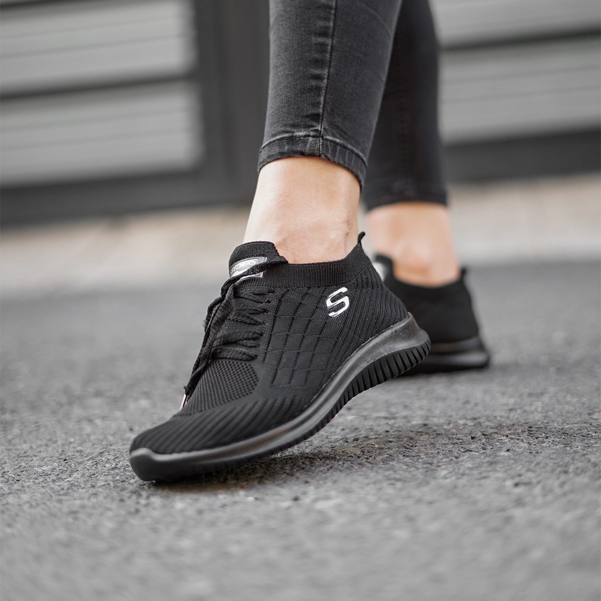 کتونی اسکچرز جورابی راحتی مردانه و زنانه ست مشکی تمام Skechers اسپرت رانینگ