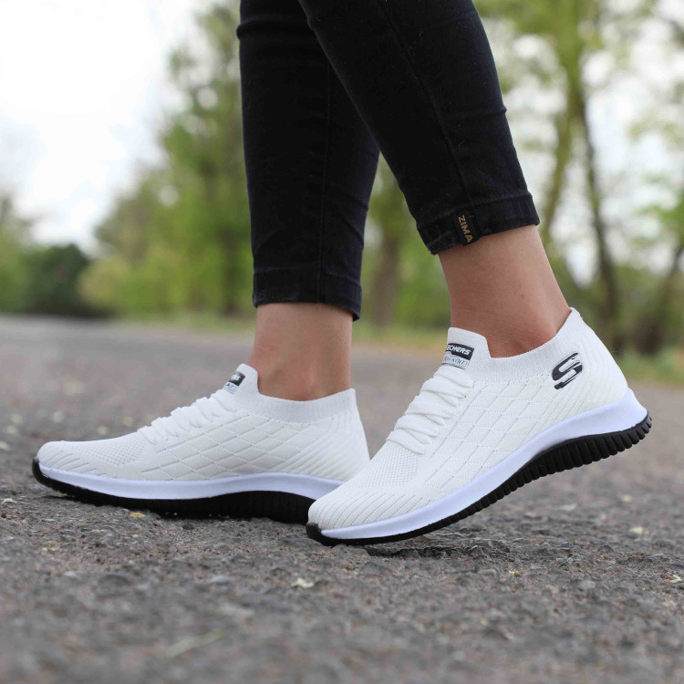 کتونی اسکچرز جورابی راحتی مردانه و زنانه ست مشکی تمام Skechers اسپرت رانینگ