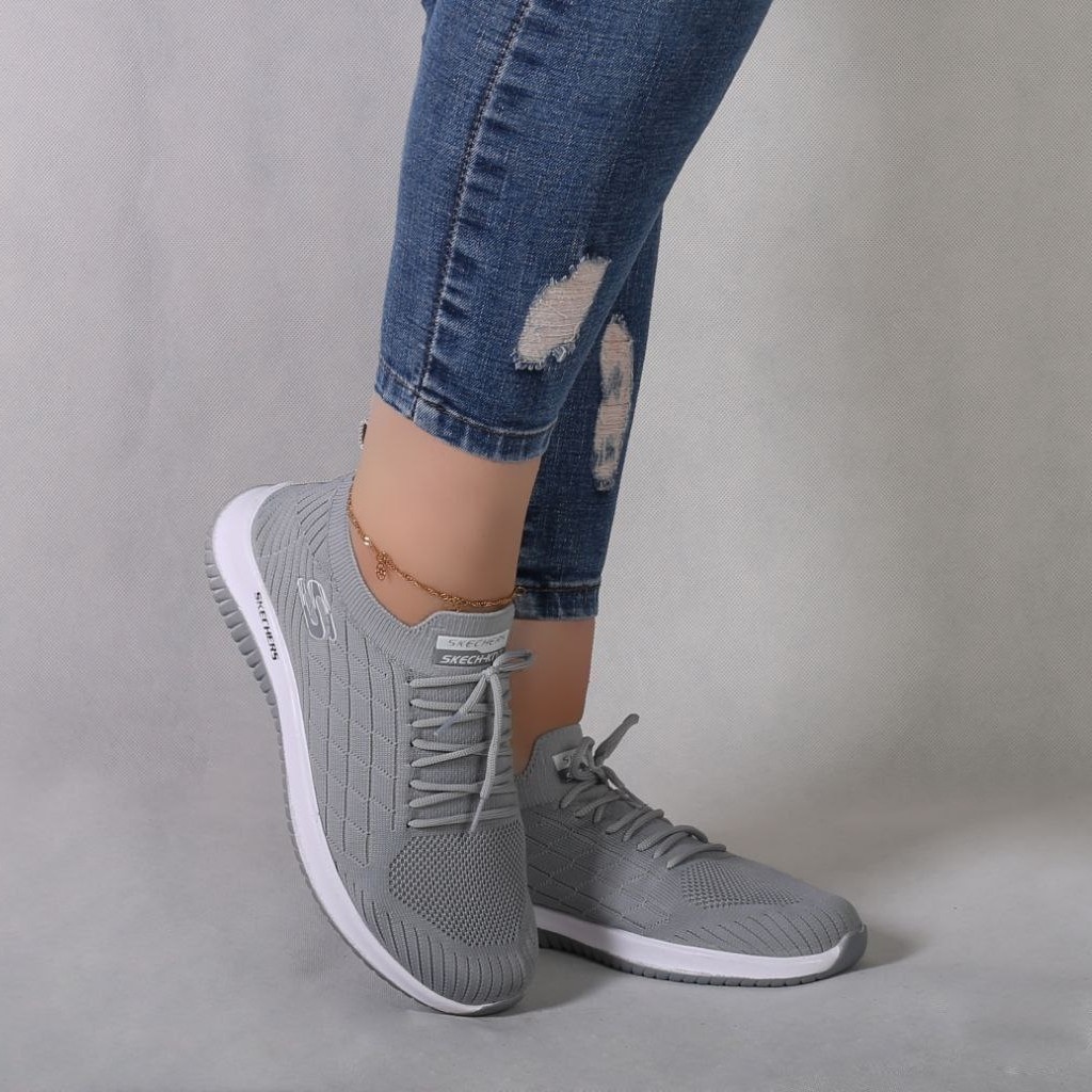 کتونی اسکچرز Skechers طوسی سفید مشکی جورابی راحت گووالک اسپرت مردانه و زنانه و بچه گانه از سایز 27 تا 45