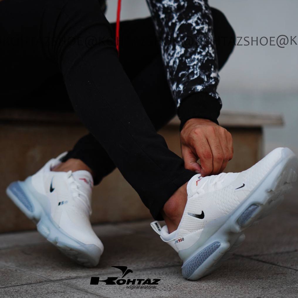 کتونی نایک ایر 950 Nike Air مشکی سفید و طوسی مردانه و زنانه و بزرگپا از 37 تا 48 زیره کپسول دار های کپی