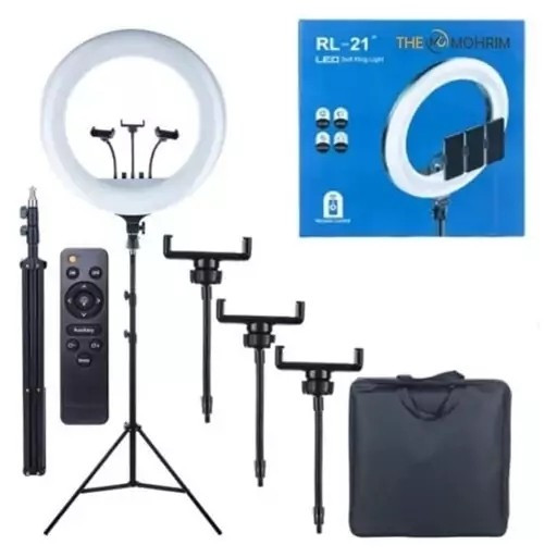 رینگ لایت مدل RL21 بهمراه 3 پایه و ریموت کنترل و 3 تا هولدر مخصوص اورجینال قیمت عالی