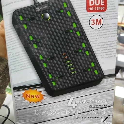 چند راهی و محافظ شوک الکتریکی HG 1248c اصلی با 4 ورودی USB و 2 PD جدید قیمت عالی