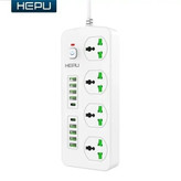 چند راهی HEPU H05 3000W با 8 ورودی usb و 2 PD مقاوم در برابر شعله و شوک الکتریکی جدید قیمت عالی