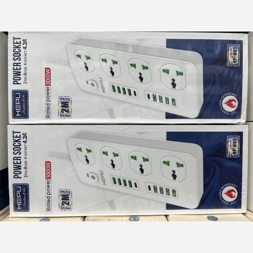 چند راهی HEPU H05 3000W با 8 ورودی usb و 2 PD مقاوم در برابر شعله و شوک الکتریکی جدید قیمت عالی