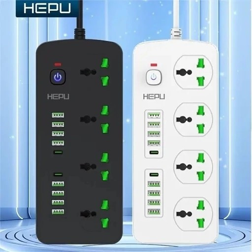 چند راهی هپو مدل H05 با 8 ورودی usb و 2 PD مقاوم در برابر شعله و شوک الکتریکی قیمت عالی