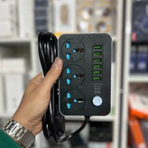 سه راهی و محافظ شوک الکتریکی HG 136U با 6 ورودی USB و 3 پریز برق اصلی