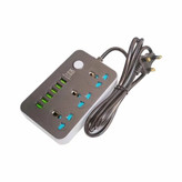 سه راهی و محافظ شوک الکتریکی HG 136U اصلی با 6 ورودی USB و 3 پریز برق کیفیت عالی