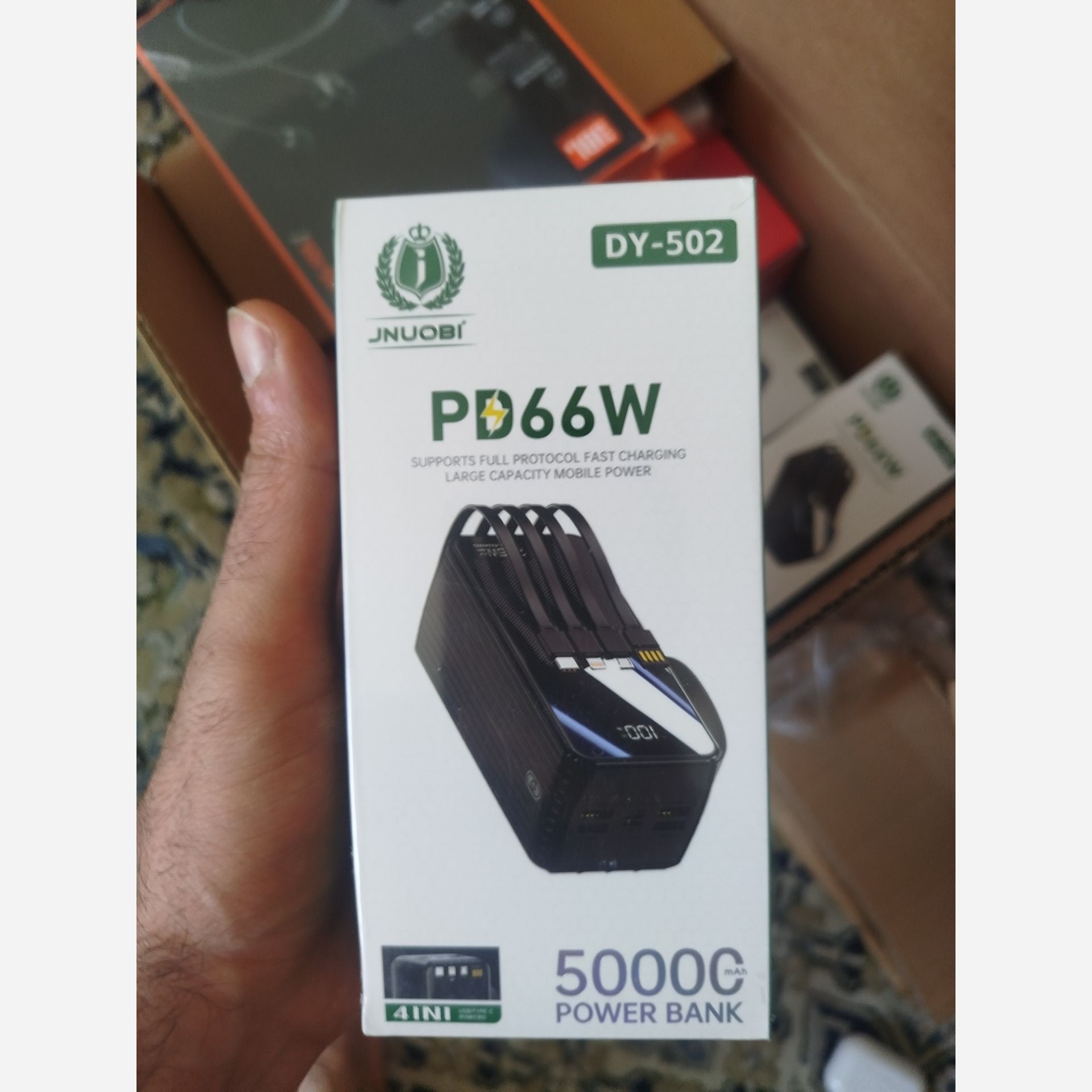 پاوربانک ظرفیت 50هزار JNUOBI DY502 با 4 کابل خروجی کیفیت عالی