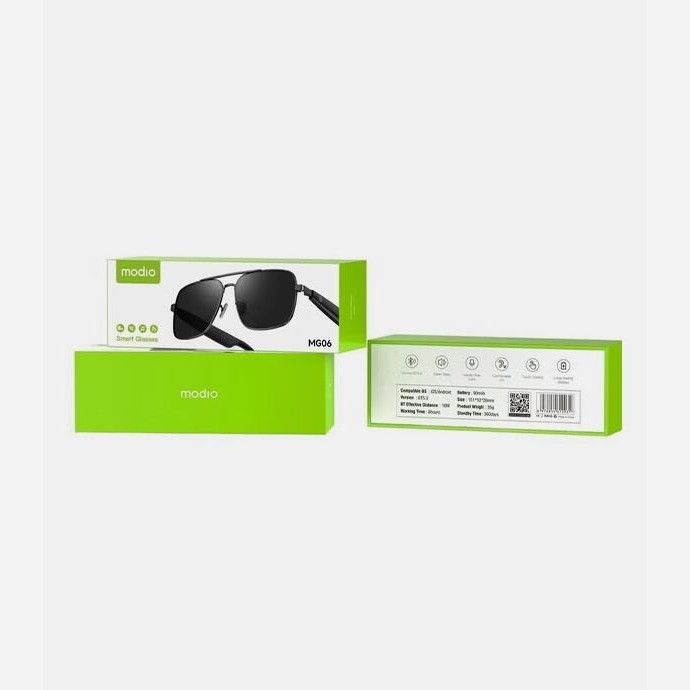 عینک هوشمند modio با قابلیت پخش آهنگ و مکالمه مدل MG06 اصلی کیفیت عالی.