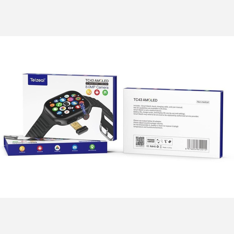 ساعت هوشمند برند Telzeal مدل TC43 AMOLED سیم کارتخور با دوربین مخفی قیمت عالی