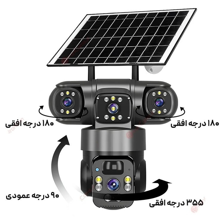 دوربین بی سیم سیم کارت خور خورشیدی 8 مگا پیکسل 2 لنز3 تصویر V380 مدل P15 اورجینال کیفیت عالی