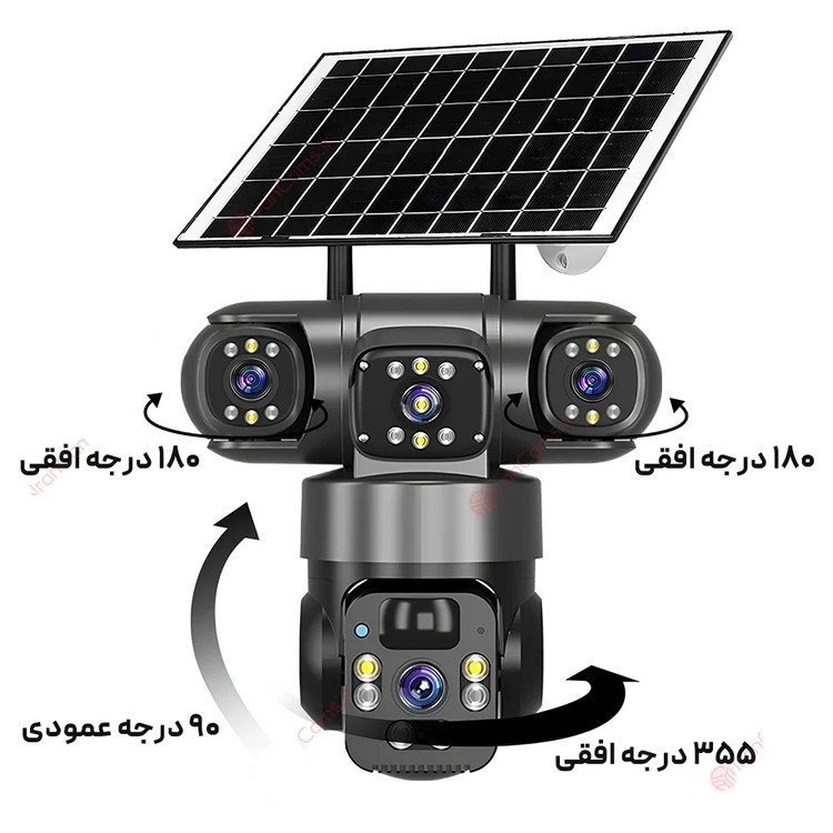 دوربین بی سیم سیمکارت خور خورشیدی 8 مگاپیکسل 2 لنز3 تصویر V380 مدل P15 اصلی قیمت عالی