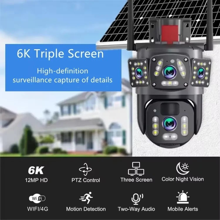 دوربین بی سیم سیمکارتی خورشیدی 8 مگاپیکسل 3 تصویر2 لنز v380 مدلA9-3 اصلی قیمت عالی