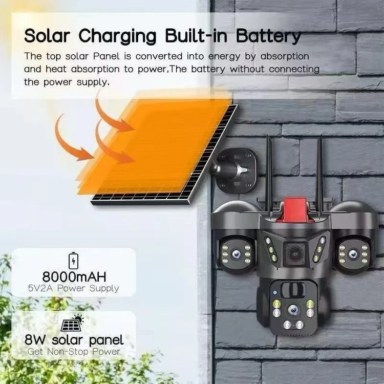 دوربین سیمکارت خور بی سیم 3 لنز v380 pro مدل X3 رم خور قیمت عالی