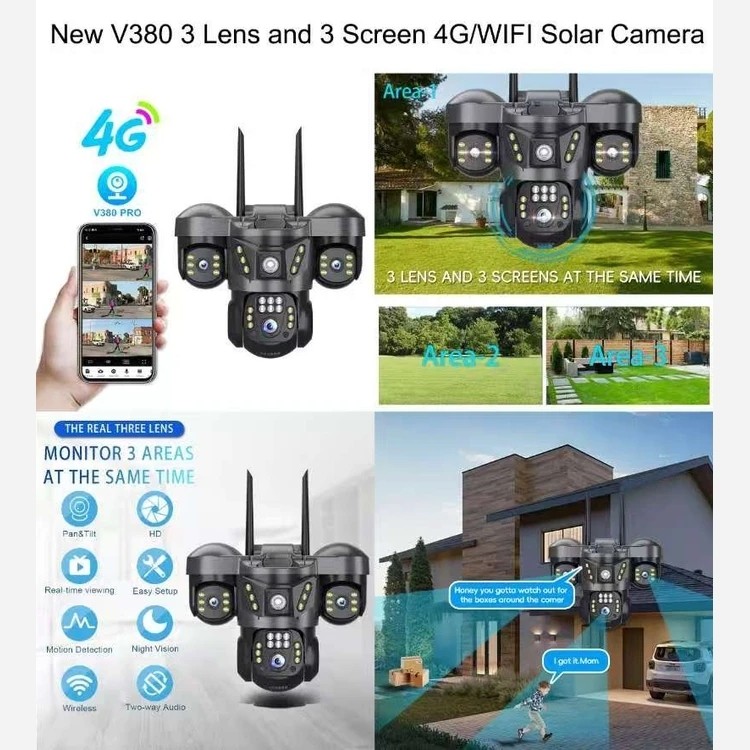 دوربین سیمکارت خور بی سیم 3 لنز v380 pro مدل X3 رم خور قیمت عالی