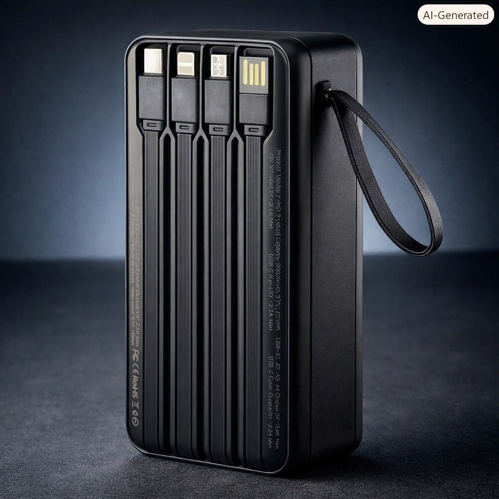 پاوربانک YOSONDA فست شارژ خورشیدی 60000mAh با 6 درگاه ورودی و خروجی و 4 کابل توان 22W