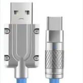 کابل تایپ سی USB TO TYPE C یو اس بی به تایپ سی سلیکونی 1 متری سوکت فلزی چراغدار