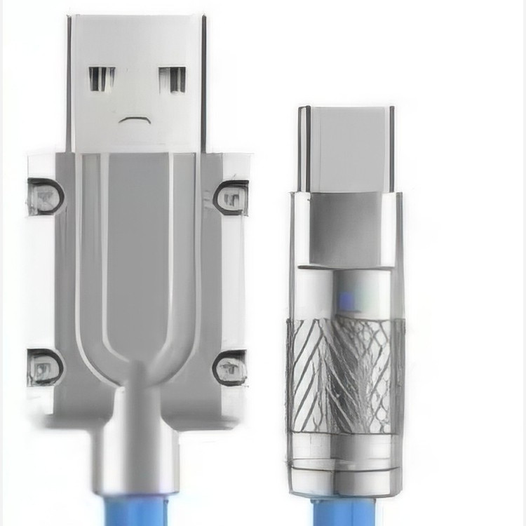 کابل تایپ سی USB TO TYPE C یو اس بی به تایپ سی سلیکونی 1 متری سوکت فلزی چراغدار
