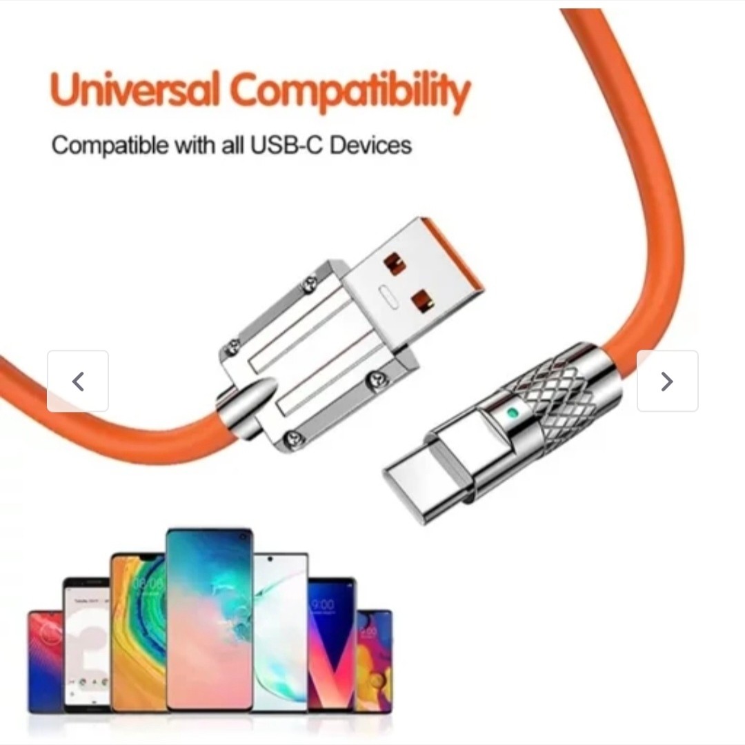 کابل تایپ سی USB TO TYPE C یو اس بی به تایپ سی سلیکونی 1 متری سوکت فلزی چراغدار