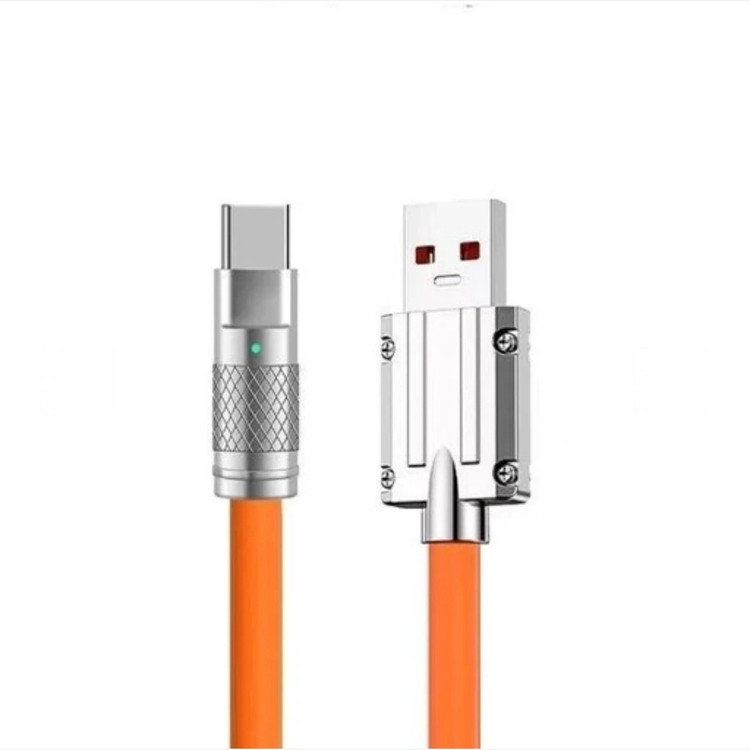 کابل تایپ سی USB TO TYPE C یو اس بی به تایپ سی سلیکونی 1 متری سوکت فلزی چراغدار