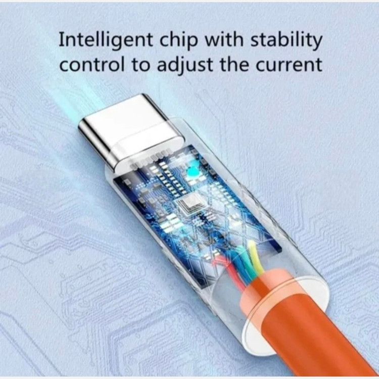 کابل تایپ سی USB TO TYPE C یو اس بی به تایپ سی سلیکونی 1 متری سوکت فلزی چراغدار