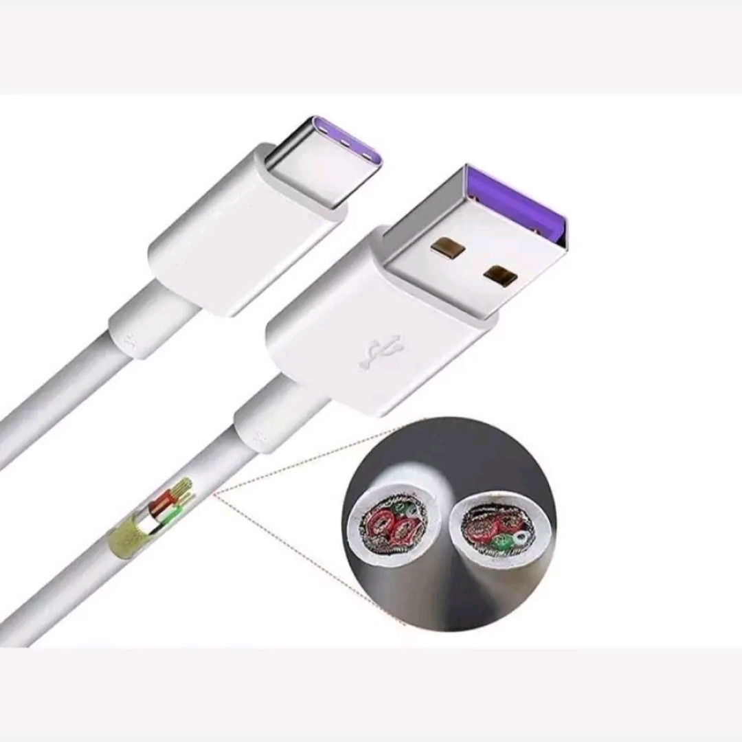 کابل شارژ تایپ سی Type C پورت بنفش شارژ سریع 5 آمپر 1.5 متر هم گوشی شیامی و هم سامسونگ