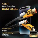 کابل شارژ فست چند کاره 27W تا 65W تایپ سی C و آیفون و USB یک متری