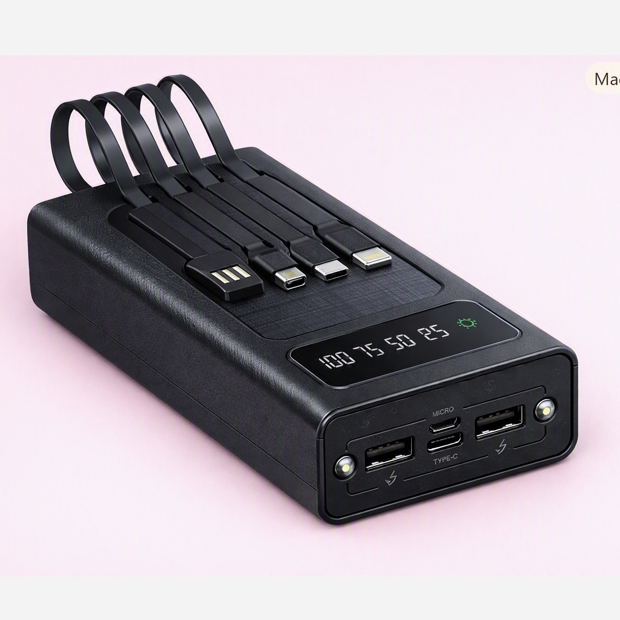 پاوربانک خورشیدی mi با ظرفیت اسمی 30000mAh با انواع خروجی و ورودی چراغدار