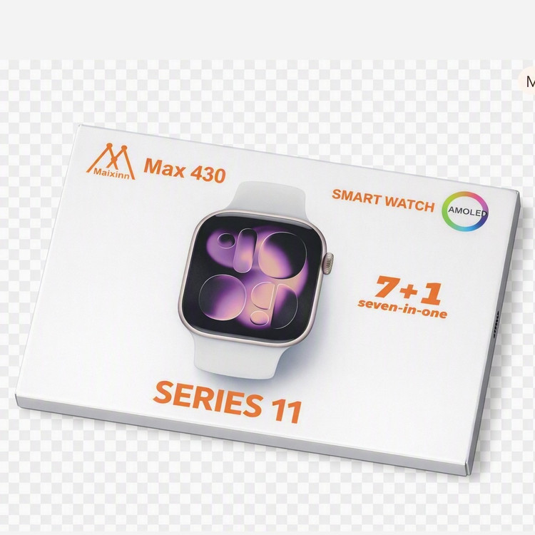 ساعت هوشمند MAIXINN MAX 430 سری 11 دارای صفحه AMOLED با هفت بند سیلیکونی تمام صفحه 46 میلیمتری