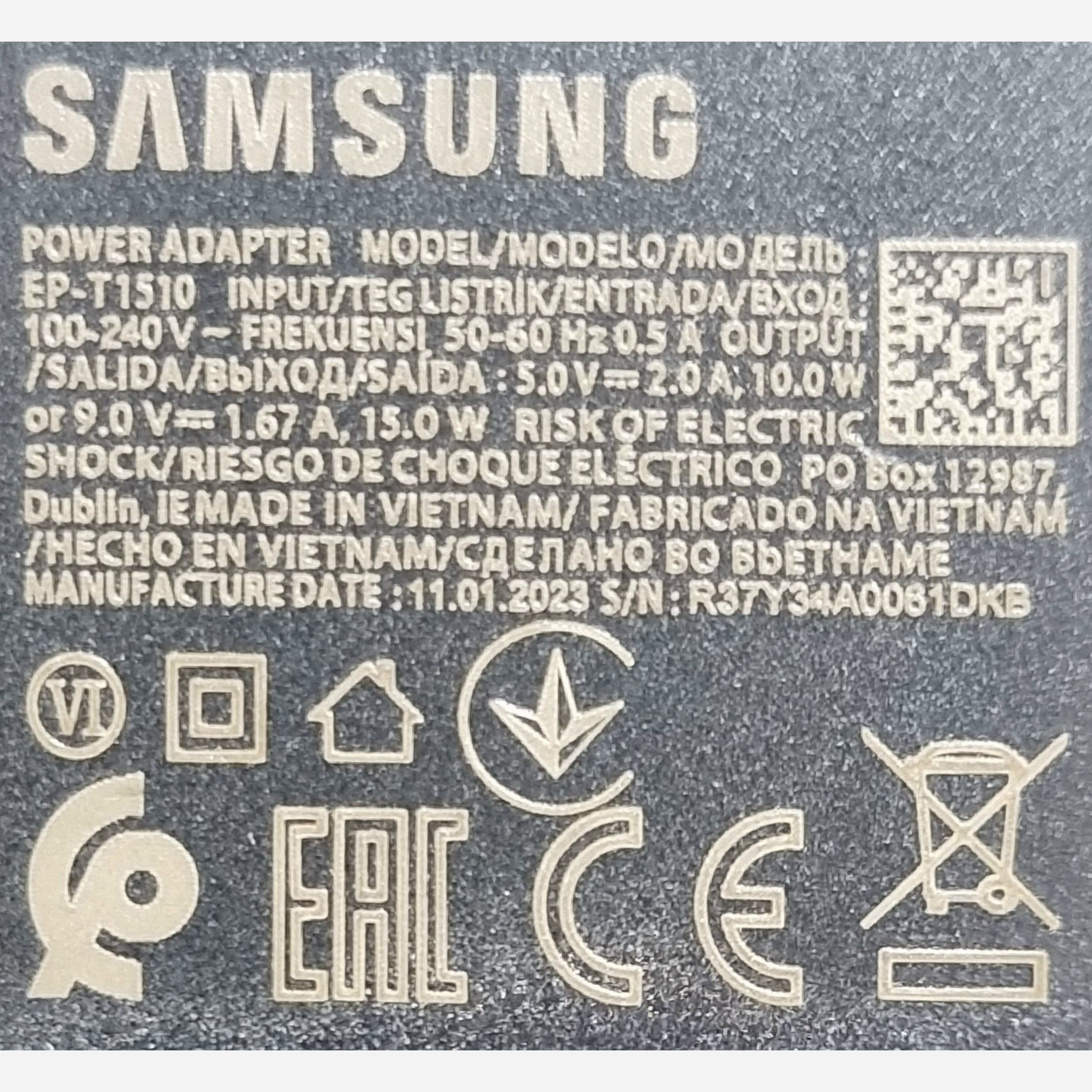 شارژر سامسونگ فست سارژ 15W PD خروجی تایپ سی TYPE C آداپتور سامسونگ POWER ADAPTER برند SAMSUNG