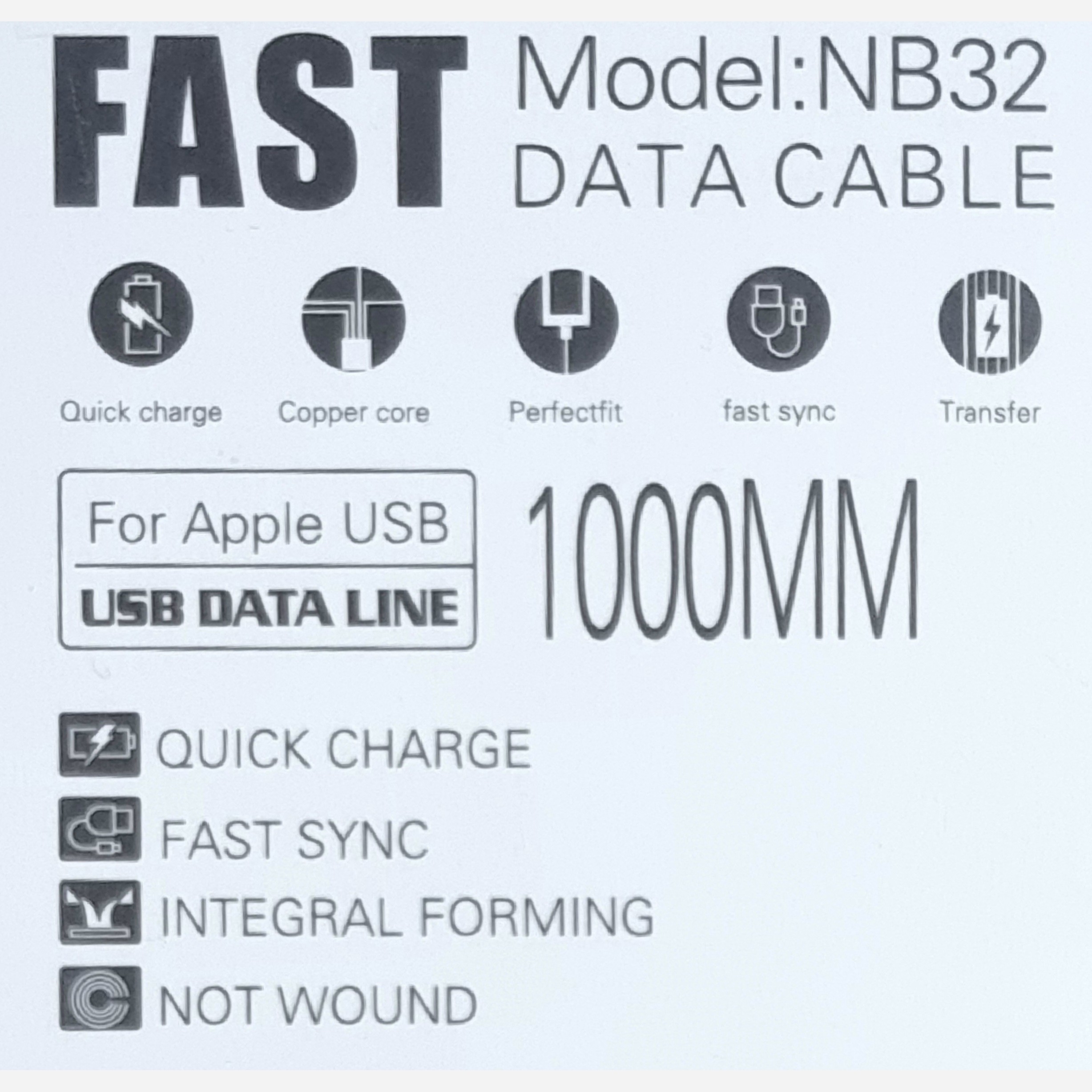 کابل آیفون مدل NB32 با قابلیت شارژ سریع و انتقال داده سریع طول 1 متر