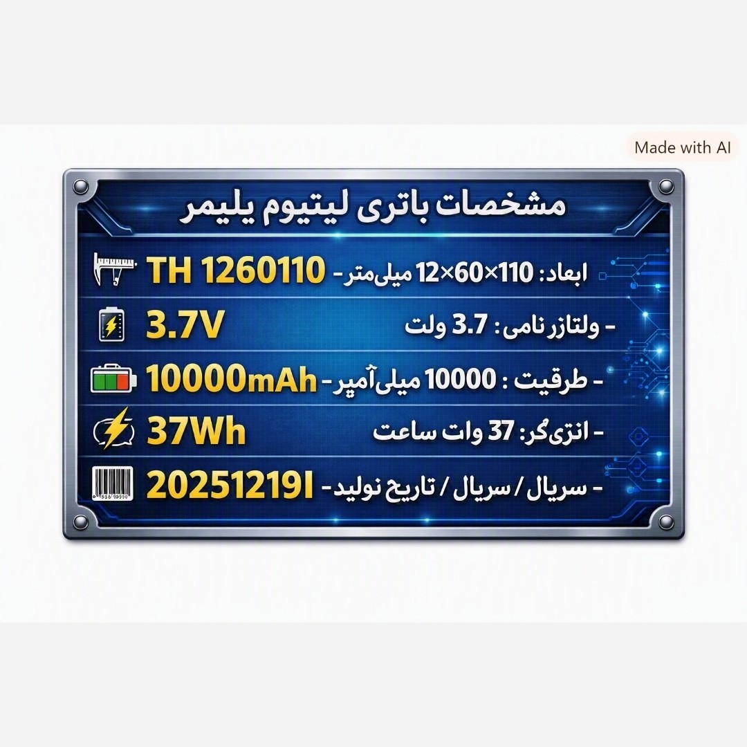 باتری لیتیومی پاوربانک با ظرفیت 10000MAH میلی آمپر باتری لیتیوم پلیمری باطری