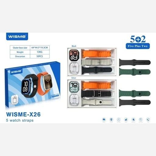 ساعت هوشمند مدل WISME-X26 به همراه ایرپاد شیشه ای و 5 بند جذاب