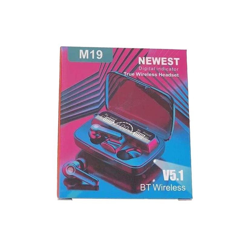 ایرپاد m19 اصلی 2024 دارای پاوربانک باتری بزرگ تقویت شده بلوتوث 5.3 هندزفری تمام لمسی دارای چراغ قوه