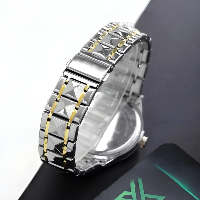 ساعت مچی عقربهای مردانه کوارتز مدل دو تقویم دی دیت الماسی کد 06