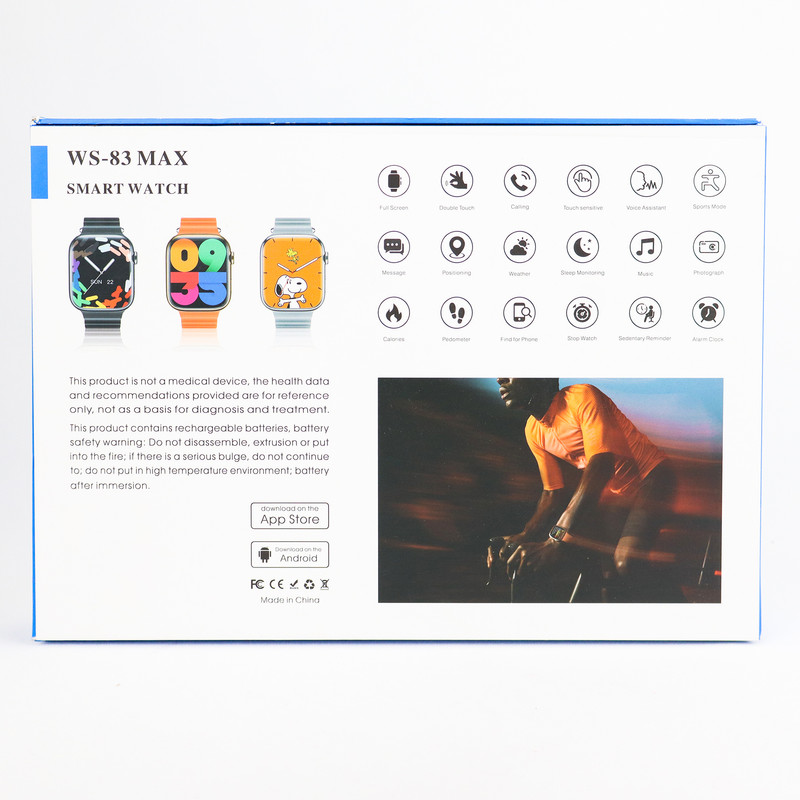 ساعت هوشمند دبلیو اِس مدل WS-83 MAX دارای قابلیت های صفحه نمایش رنگی، صفحه نمایش لمسی، کنترل موسیقی Music Player، کنت...