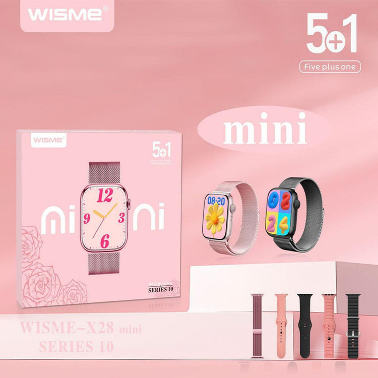 ساعت هوشمند 41 میلیمتری ویسمی مدل X28 mini با 4 بند سیلیکونی و 1 بند فلزی