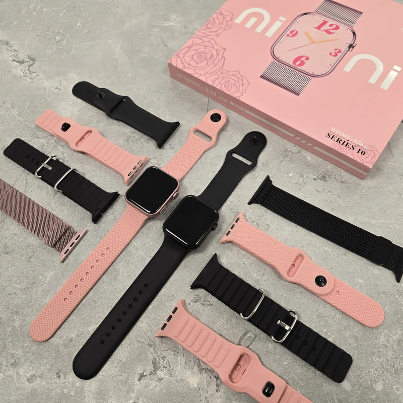 ساعت هوشمند 41 میلیمتری ویسمی مدل X28 mini با 4 بند سیلیکونی و 1 بند فلزی