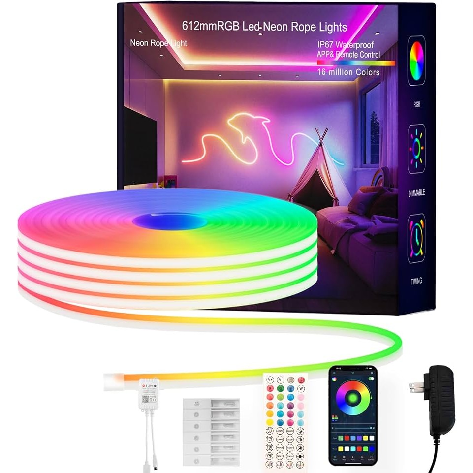 ریسه نئون فلکسی هوشمند 5 متری RGB-IC مدل USB موزیکال همراه با کنترل